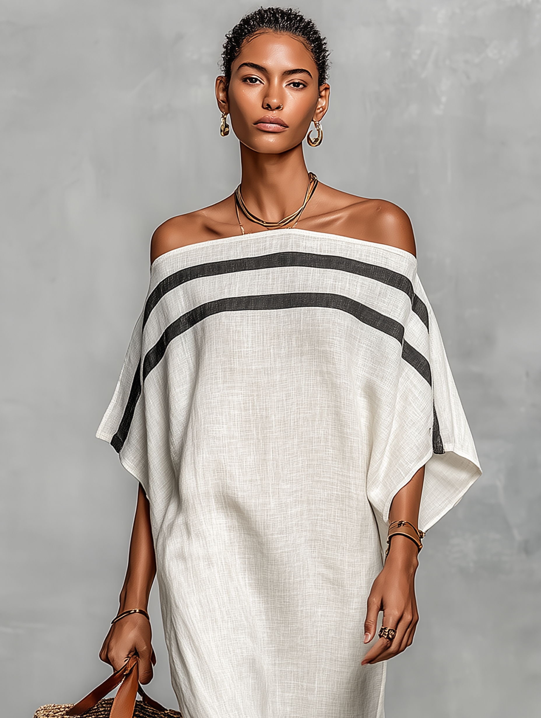 Minimalistische linnen maxi-jurk