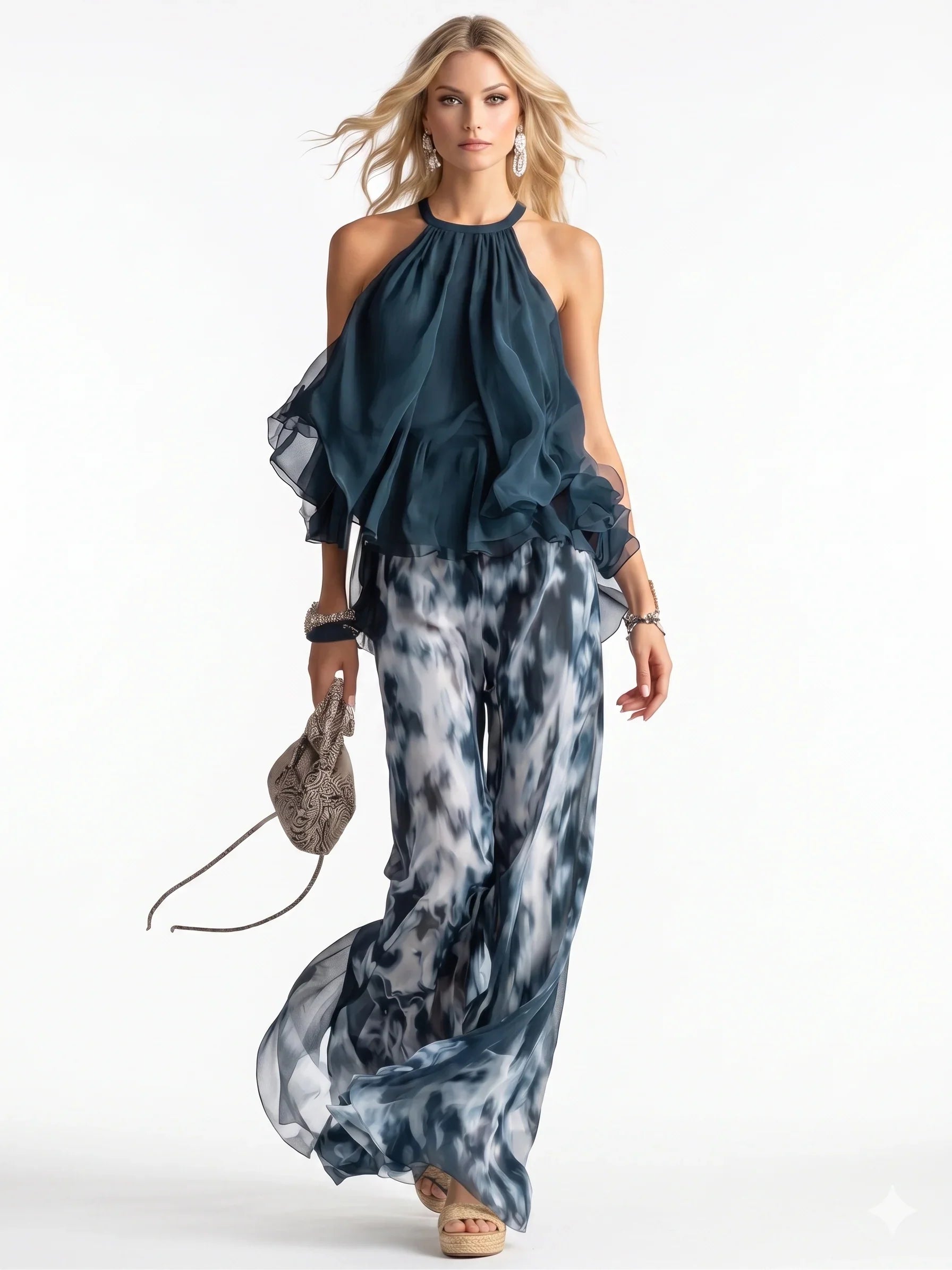 Elegante tweedelige chiffon set