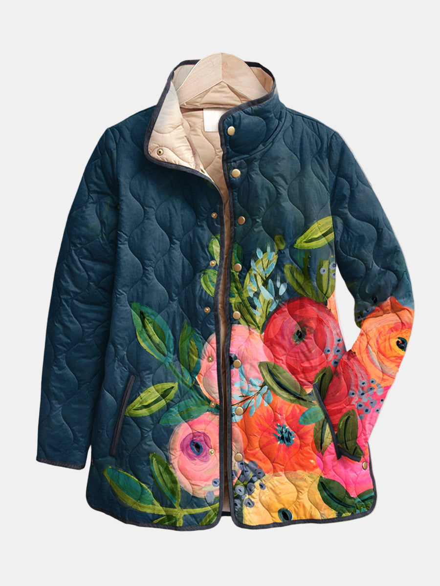 Gewatteerde Jas Met Geschilderde Bloemen Camille