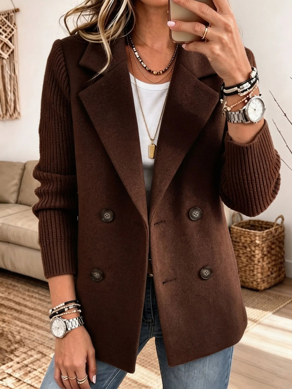 Odette | Elegante blazer met gebreide mouwen