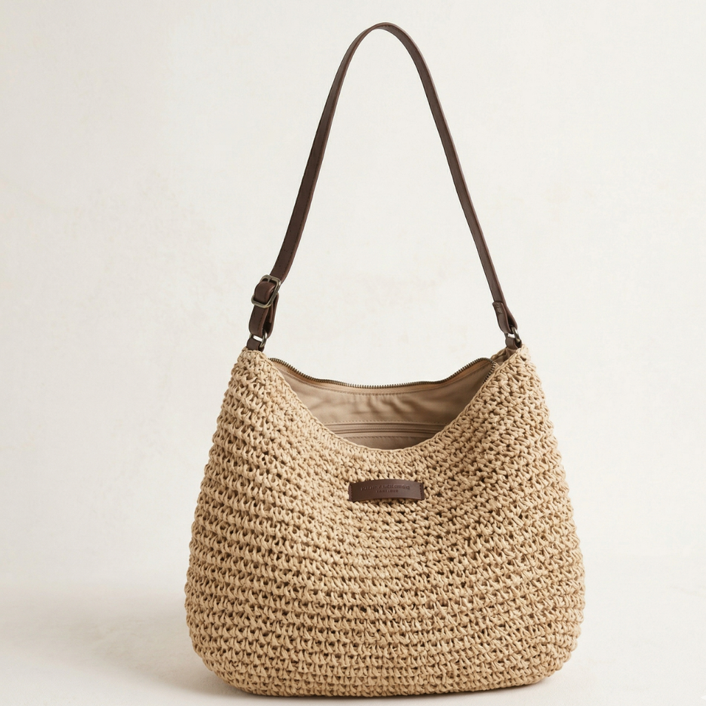 Cinzia | Elegante Gevlochten Tas - Zandkleur