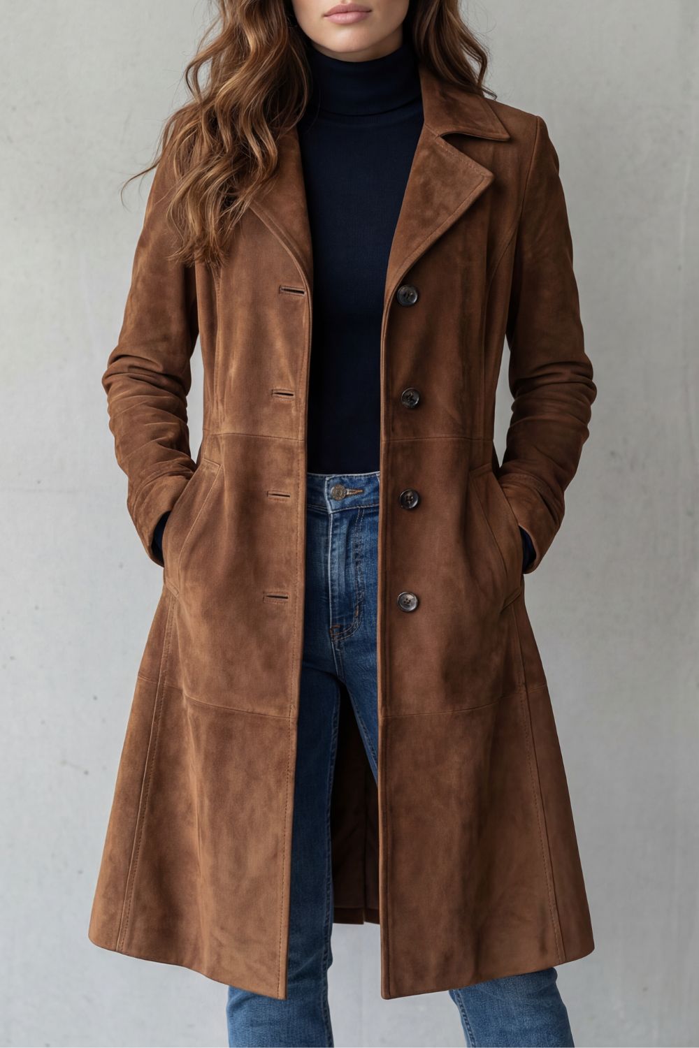 Disa | Vintage mokka afwerking – Lange jas