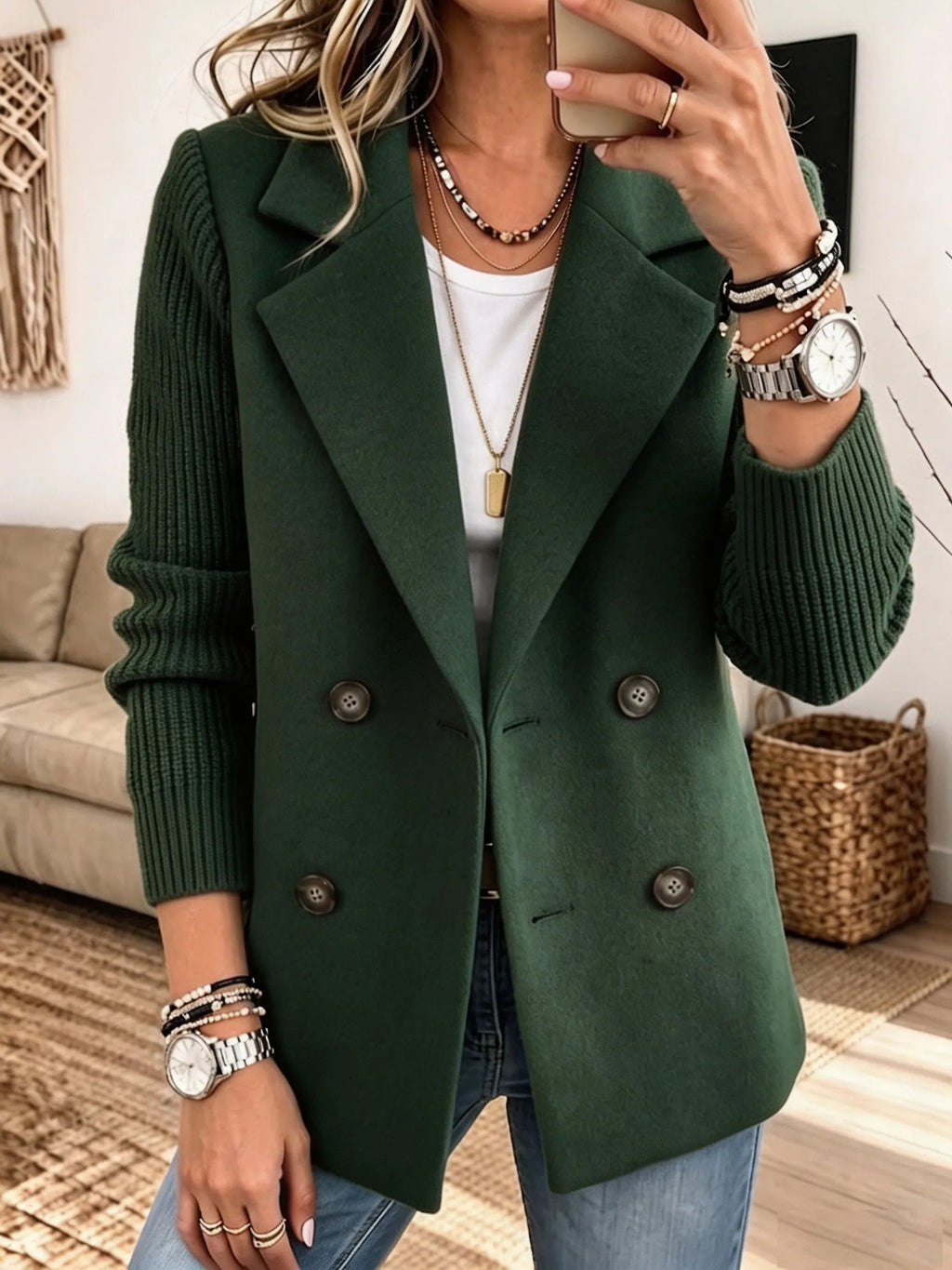Odette | Elegante blazer met gebreide mouwen