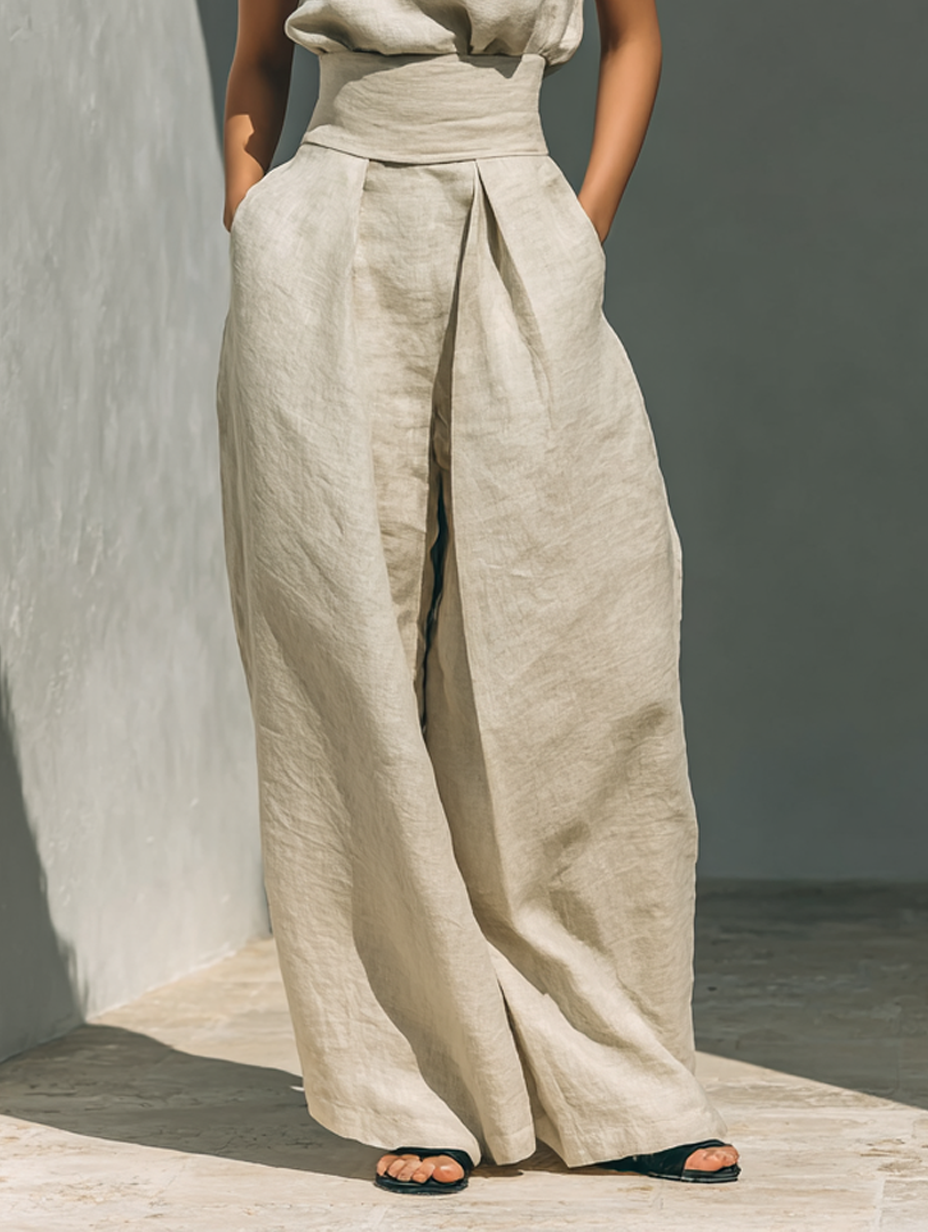 Set met mouwloze top en wijde broek van zachte, ademende blend