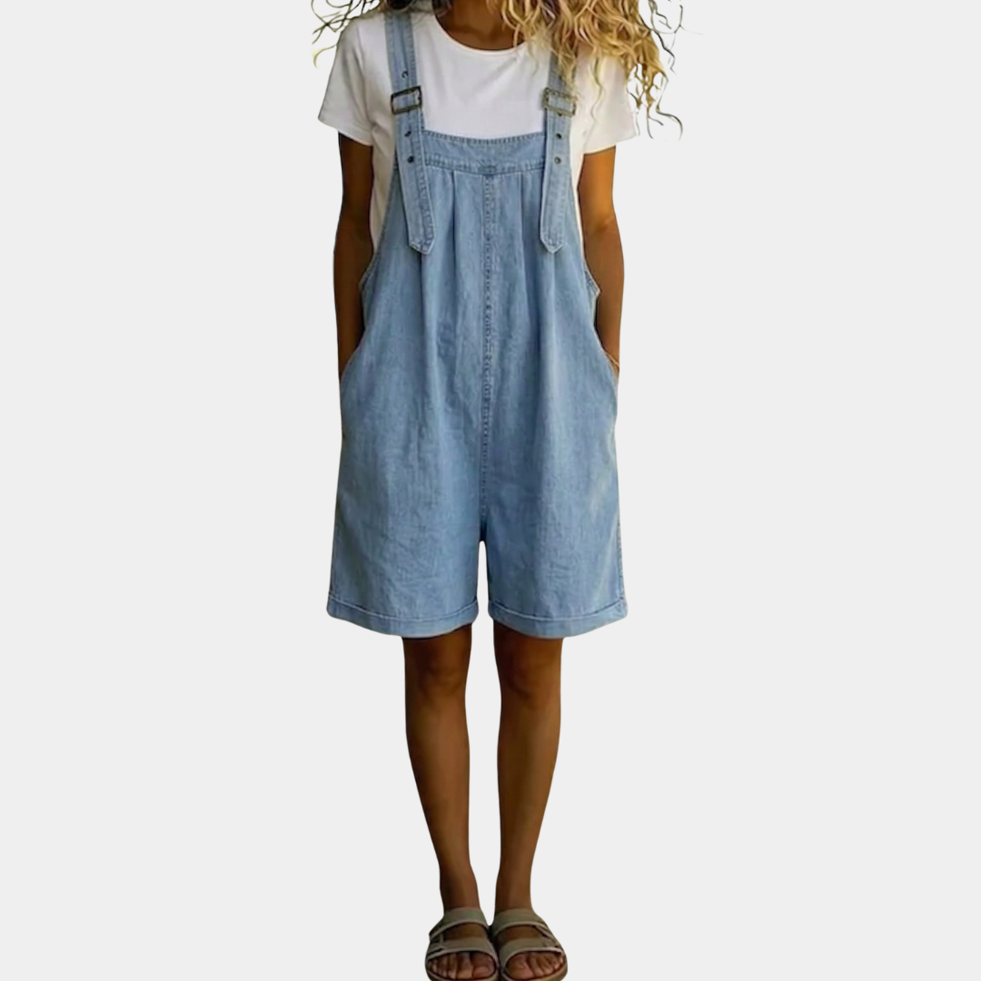 Clara | Salopet van zacht katoenen denim met vintage-look, lichtblauw gewassen