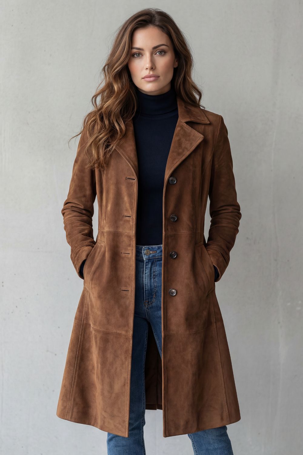 Disa | Vintage mokka afwerking – Lange jas