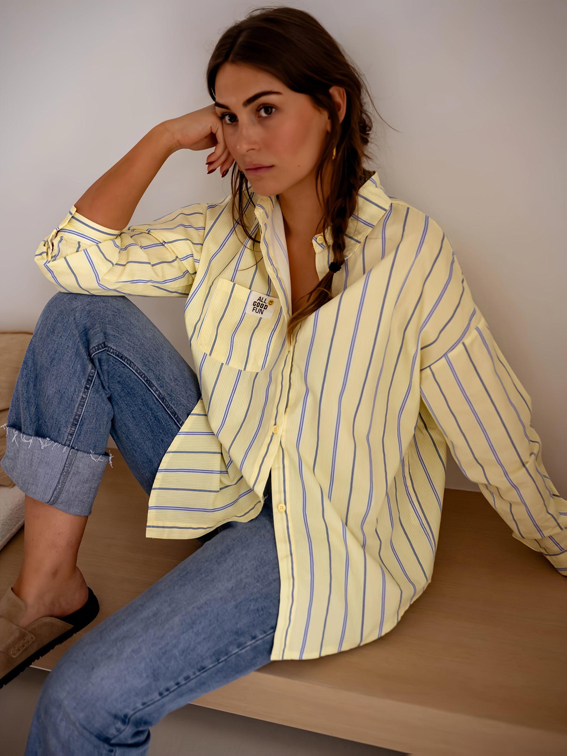 Élodie™ — Gestreepte Blouse met ‘Smile’-Detail