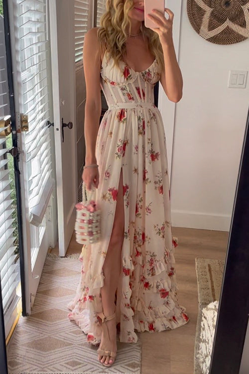 Yuna™ — Lange Jurk met Bloemenprint