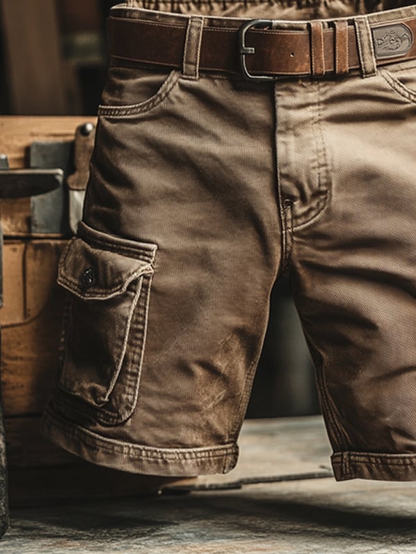 Sem | Vintage Cargo Short met Meerdere Functionele Zakken