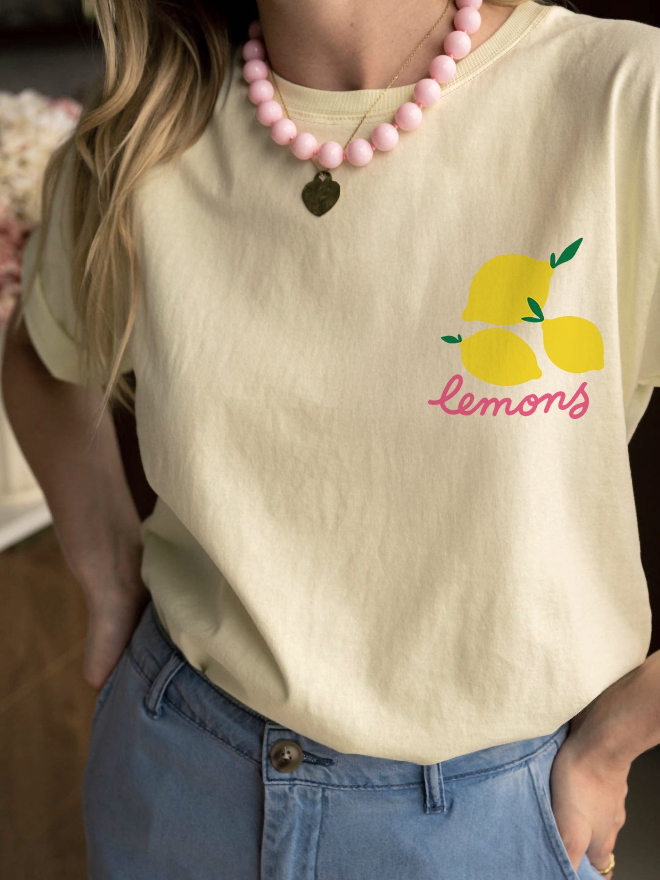 Lemonie™ — Witte T-shirt met Vrolijke Citroenprint