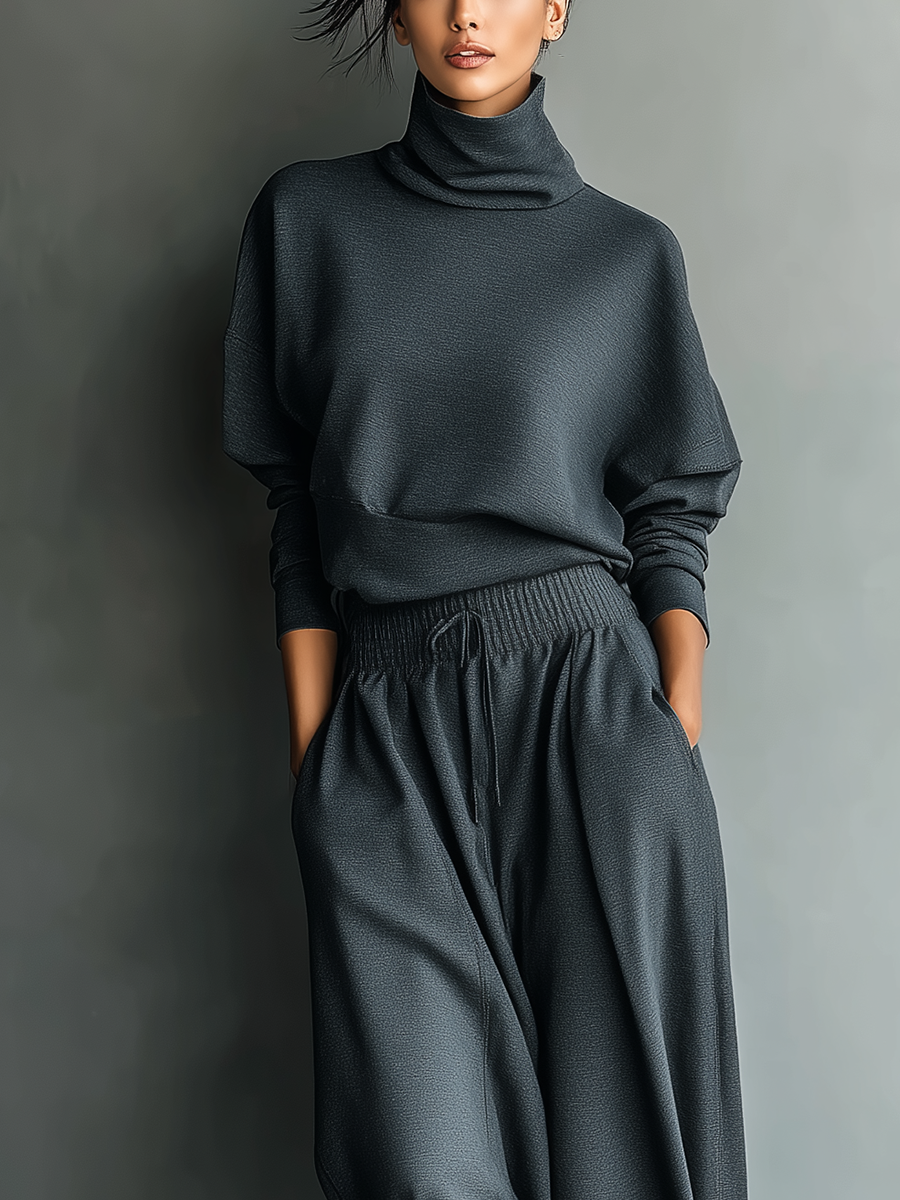 Brei-ensemble met wijde broek