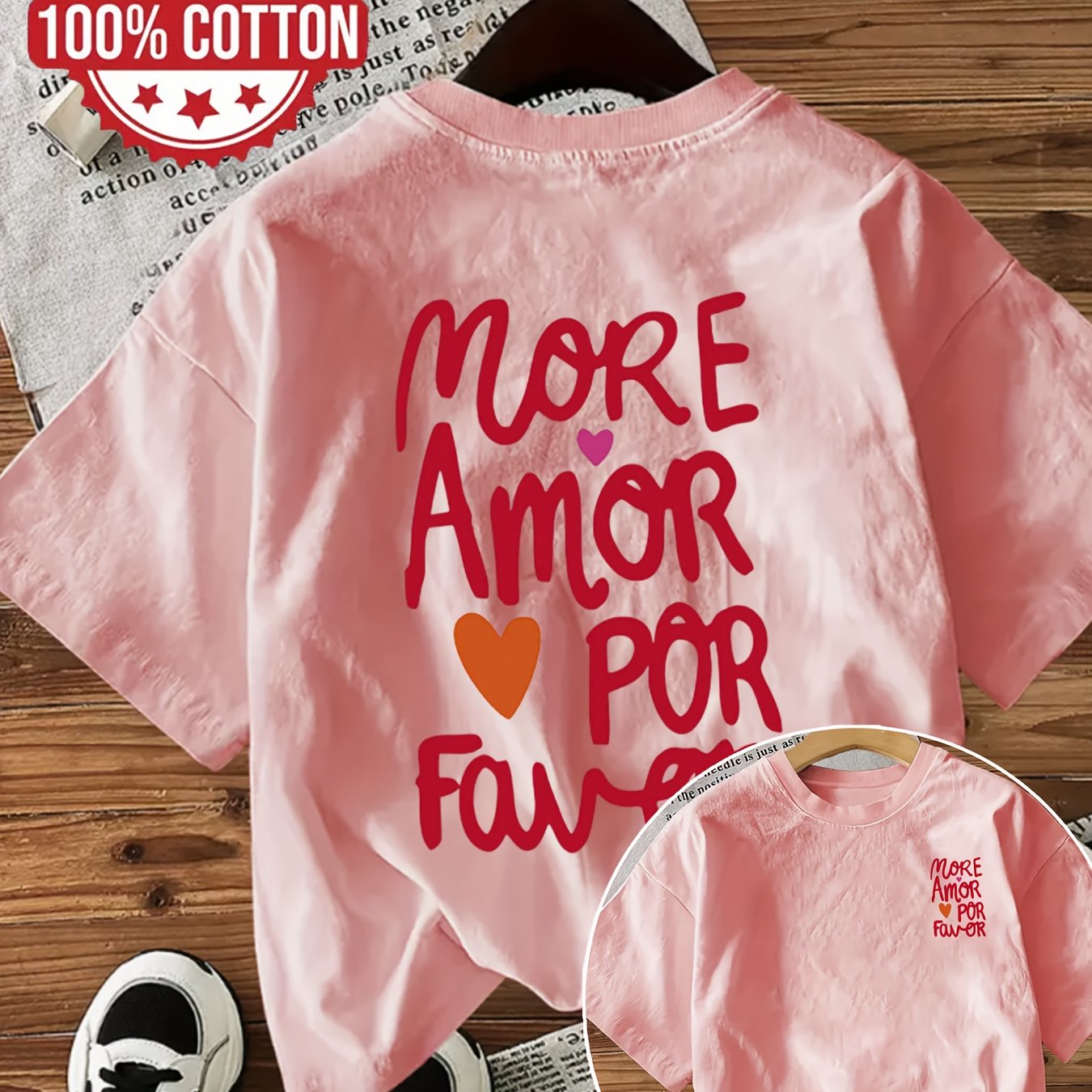 Amora™ — Lichtroze T-shirt met Positieve Quotes