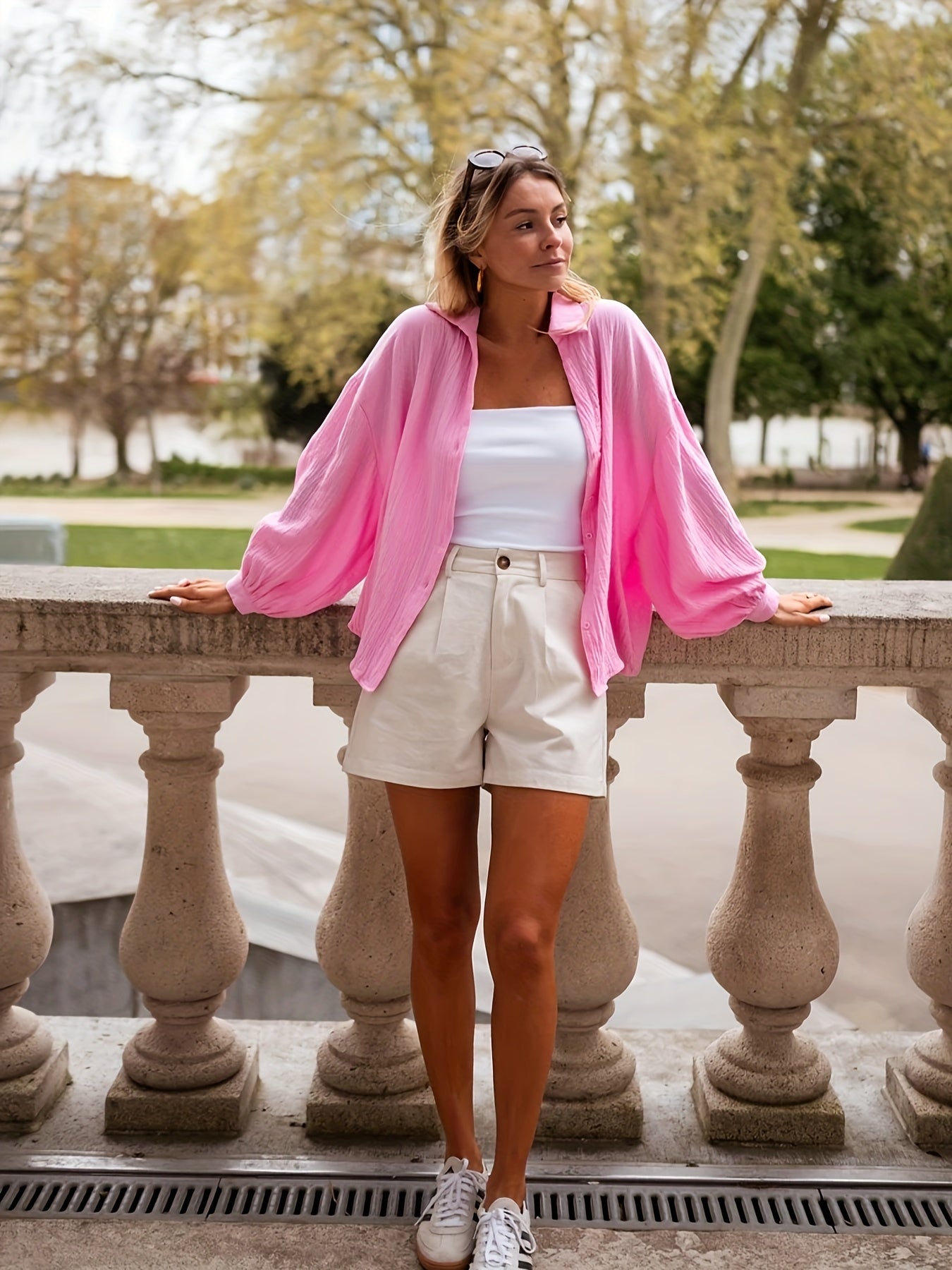 Élise™ — Casual Blouse met Elegante Plooimouwen