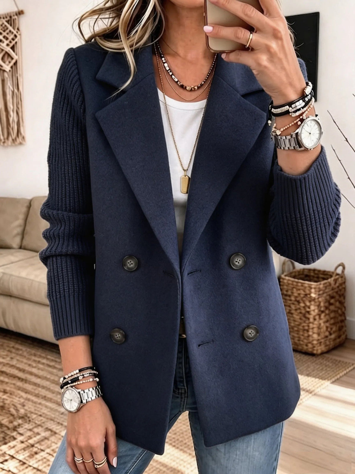 Odette | Elegante blazer met gebreide mouwen