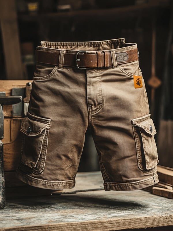 Sem | Vintage Cargo Short met Meerdere Functionele Zakken