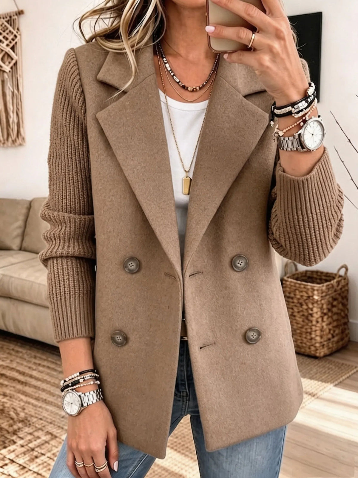 Odette | Elegante blazer met gebreide mouwen