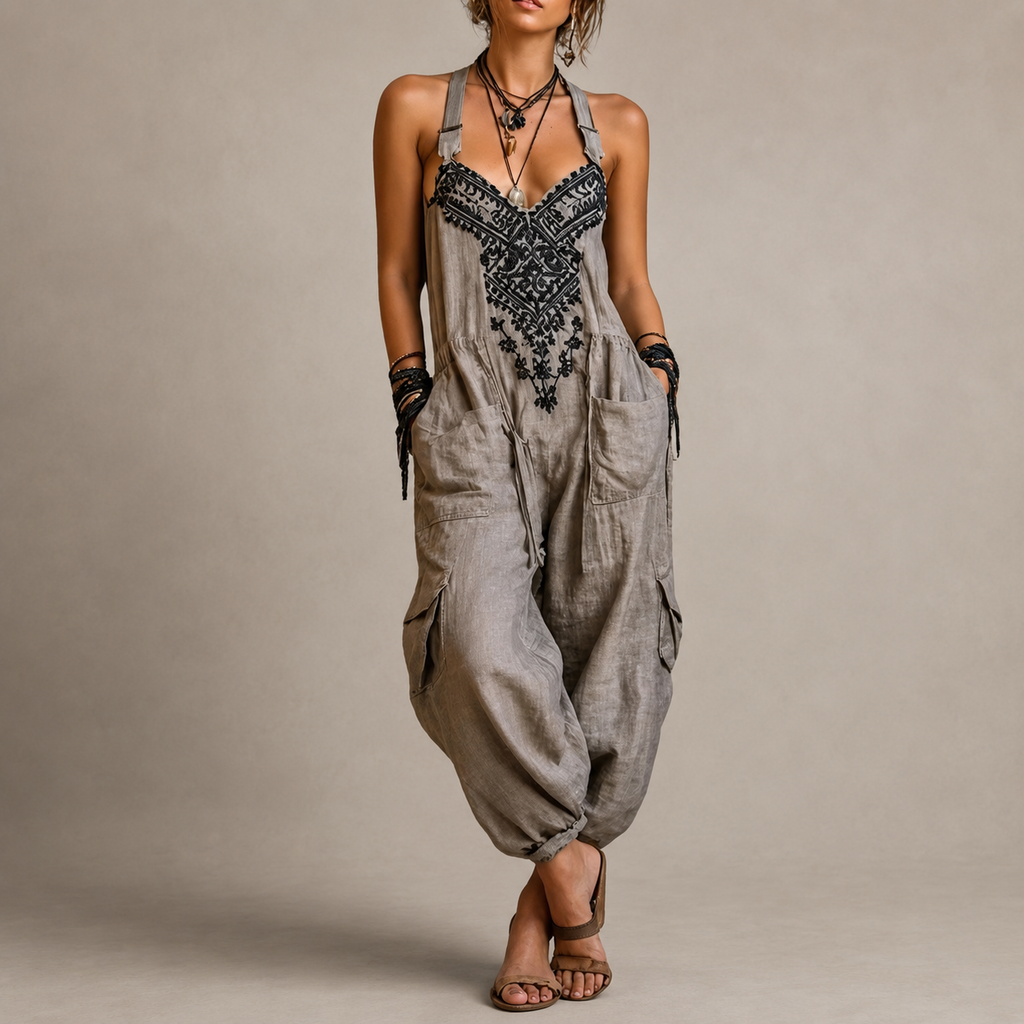 Erminilde | Boho geborduurde jumpsuit