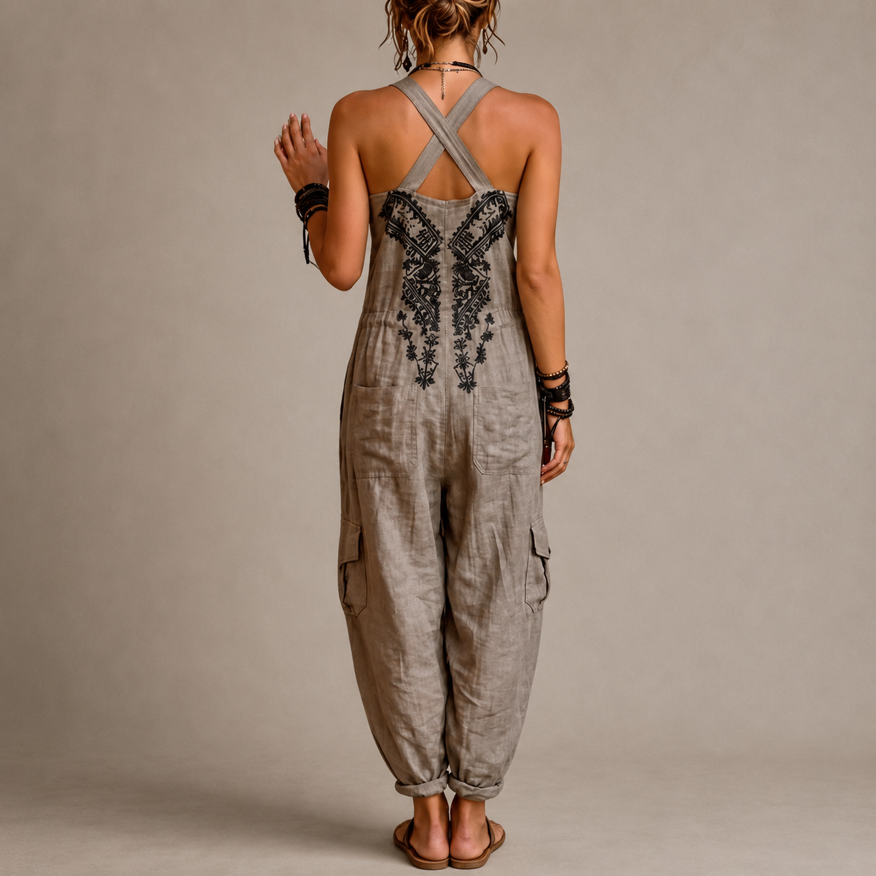 Erminilde | Boho geborduurde jumpsuit