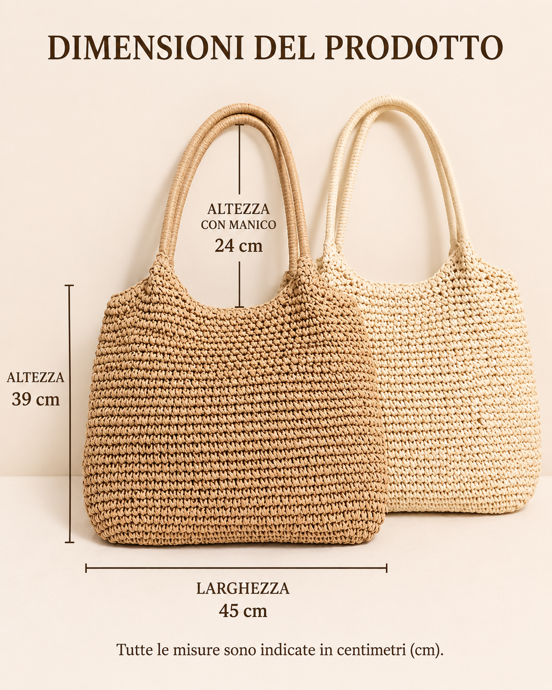 Melissa | Schoudertas van gevlochten stro - licht camelkleur