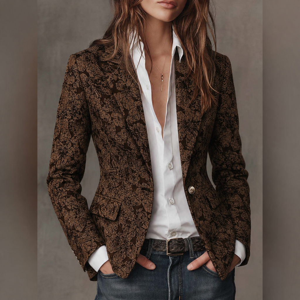Amélie | Aansluitende Jacquard Kasjmier Blazer