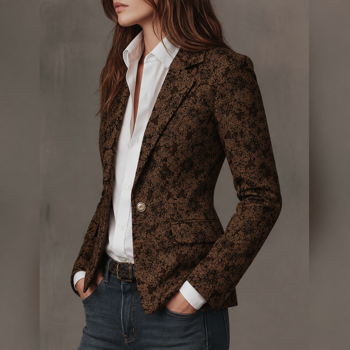 Amélie | Aansluitende Jacquard Kasjmier Blazer