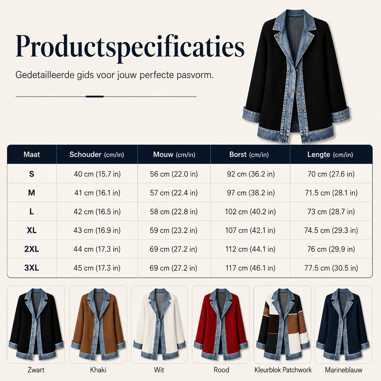 Elegante Dames Cardigan met Denimdetails