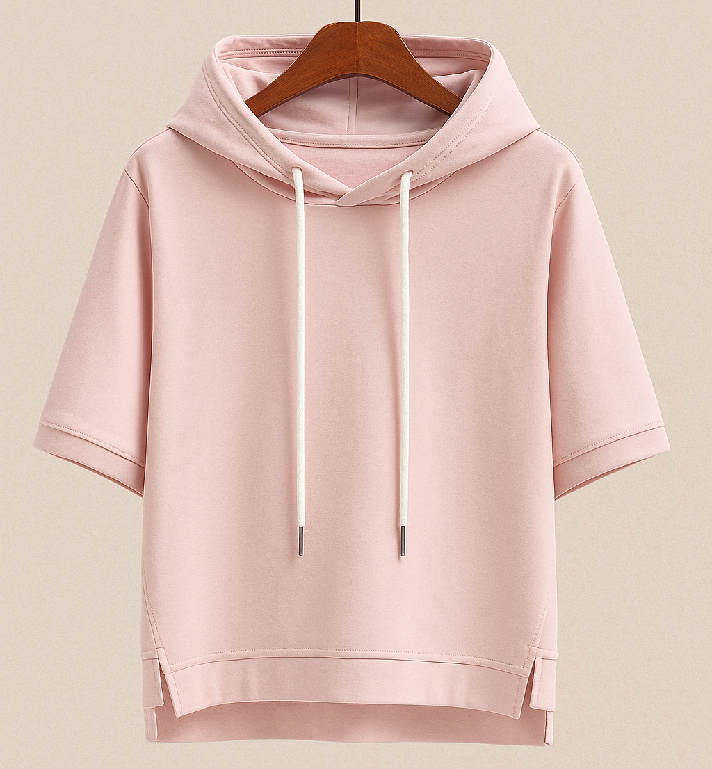 Alison™ — Korte Mouwen Hoodie met Stijlvolle Twist