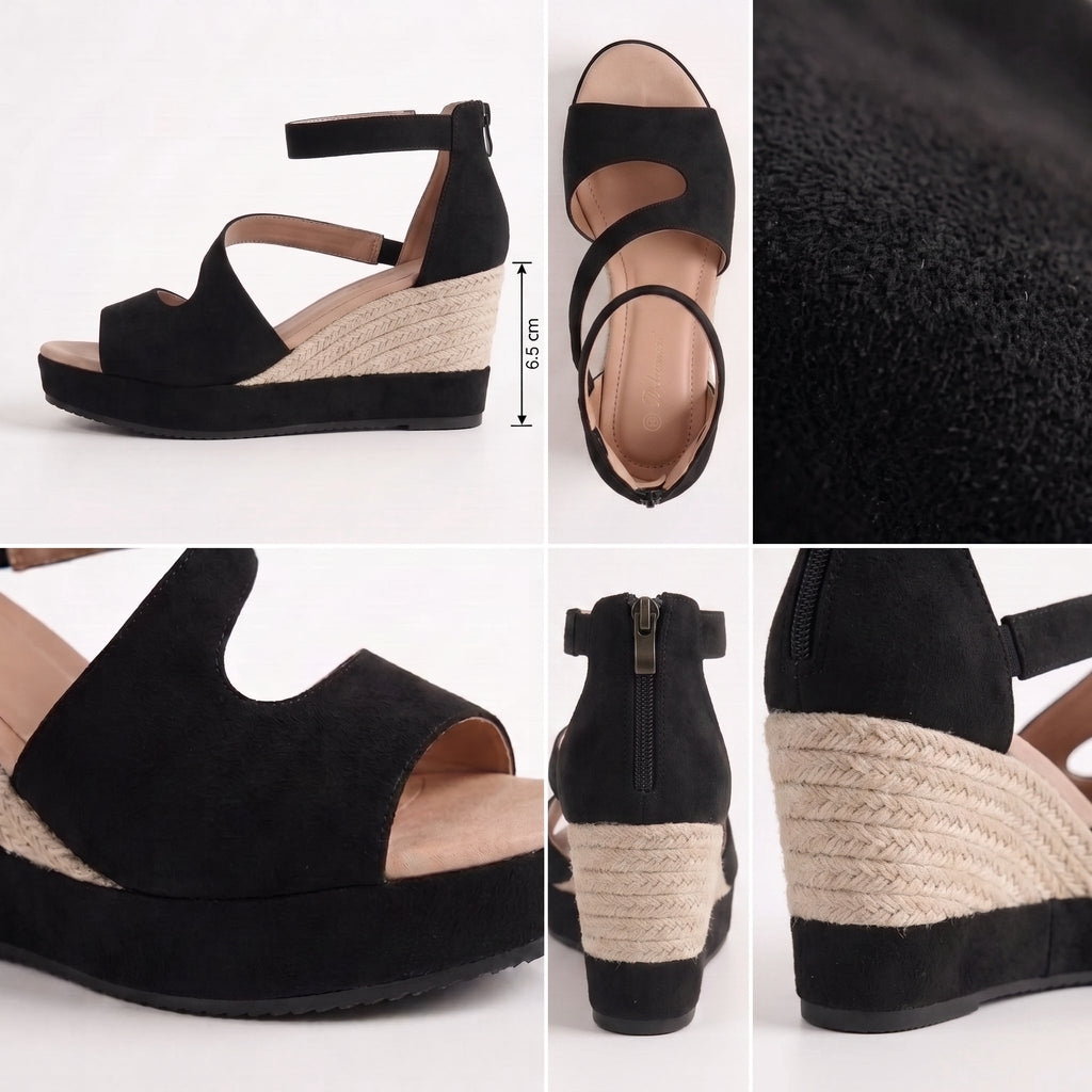 Monica | Elegante Espadrille Sleehaksandalen voor de Zomer met Ritssluiting