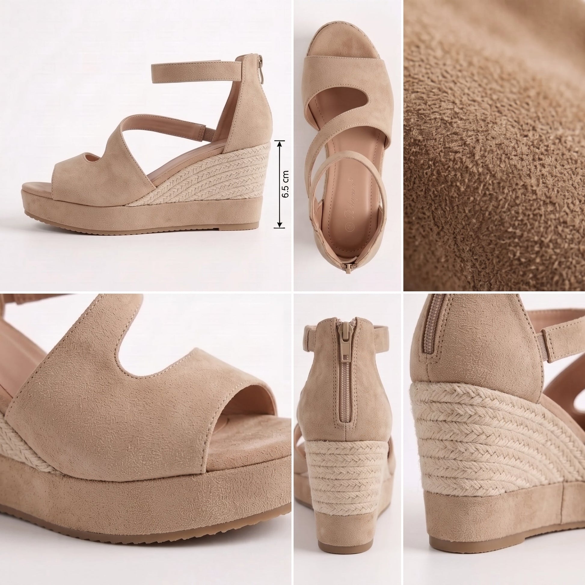Monica | Elegante Espadrille Sleehaksandalen voor de Zomer met Ritssluiting