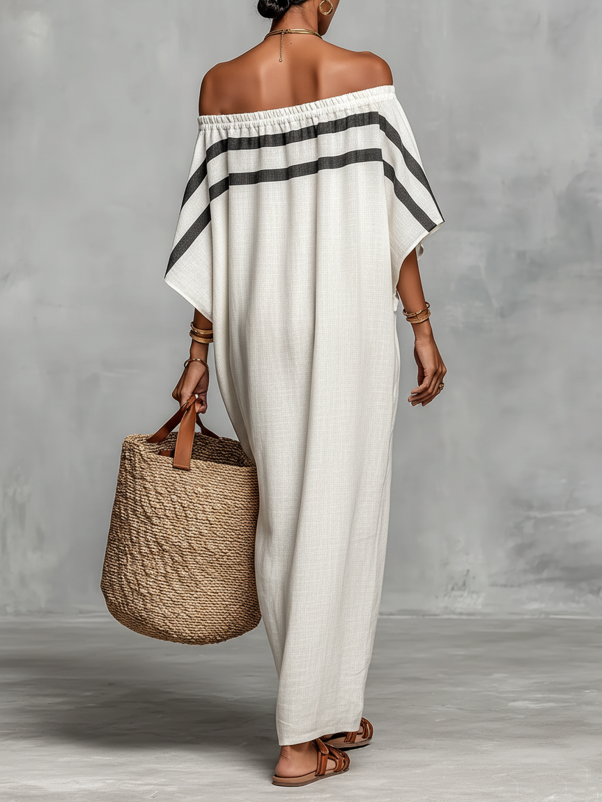 Minimalistische linnen maxi-jurk