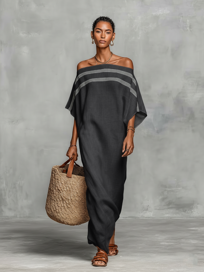 Minimalistische linnen maxi-jurk