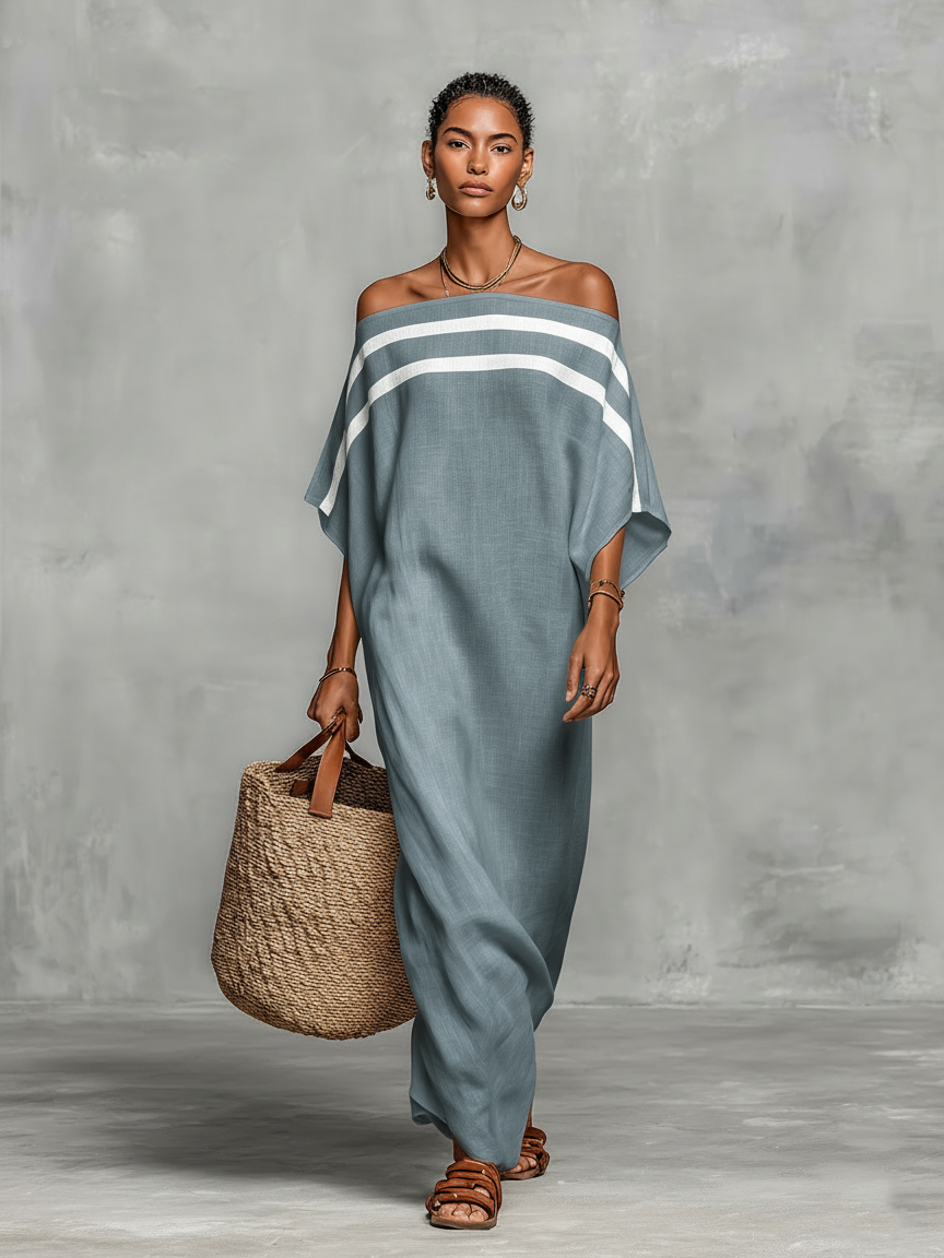 Minimalistische linnen maxi-jurk