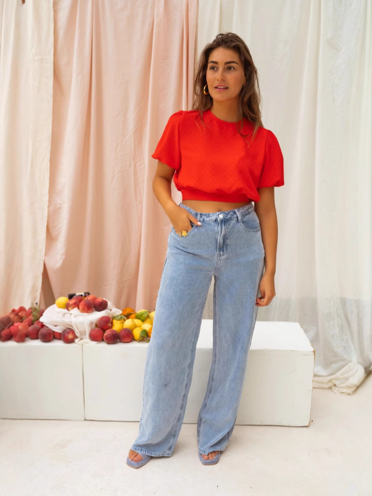 Lorena™ — Cropped Blouse voor een Verfijnde Zomerlook