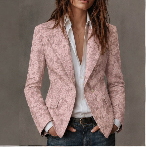 Amélie | Aansluitende Jacquard Kasjmier Blazer