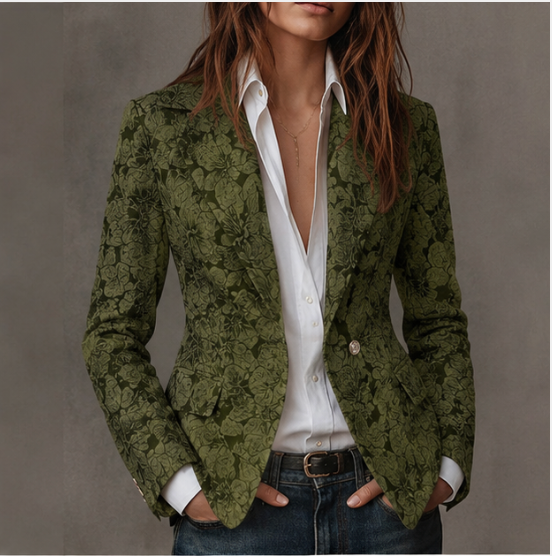 Amélie | Aansluitende Jacquard Kasjmier Blazer
