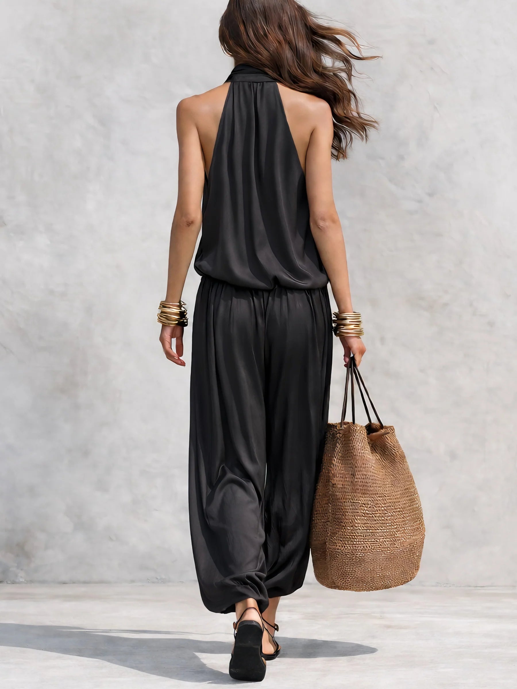 Maya | Set met Top met Diepe Halslijn en Wijde Broek