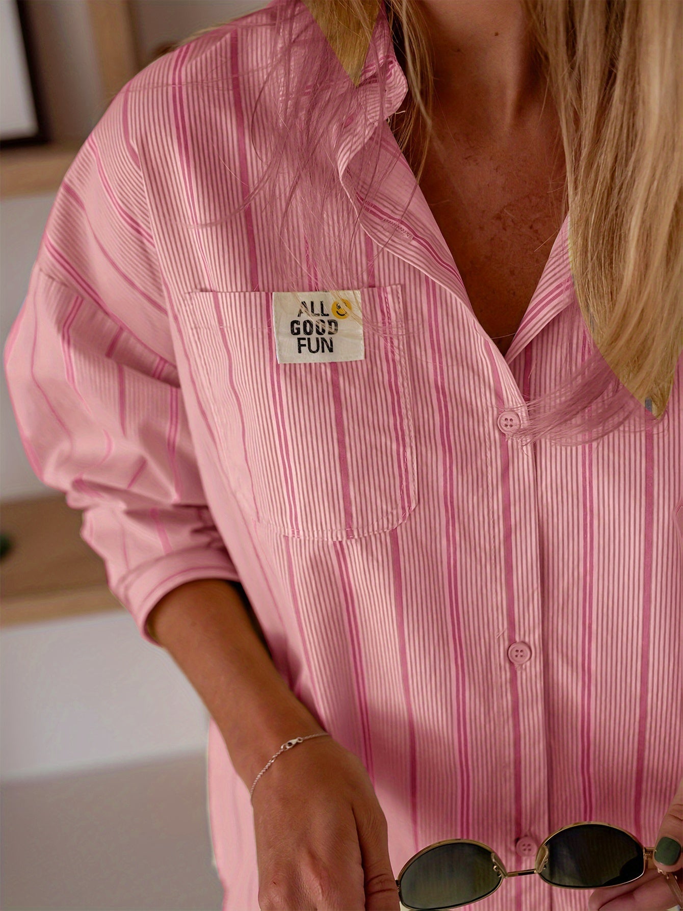 Élodie™ — Gestreepte Blouse met ‘Smile’-Detail