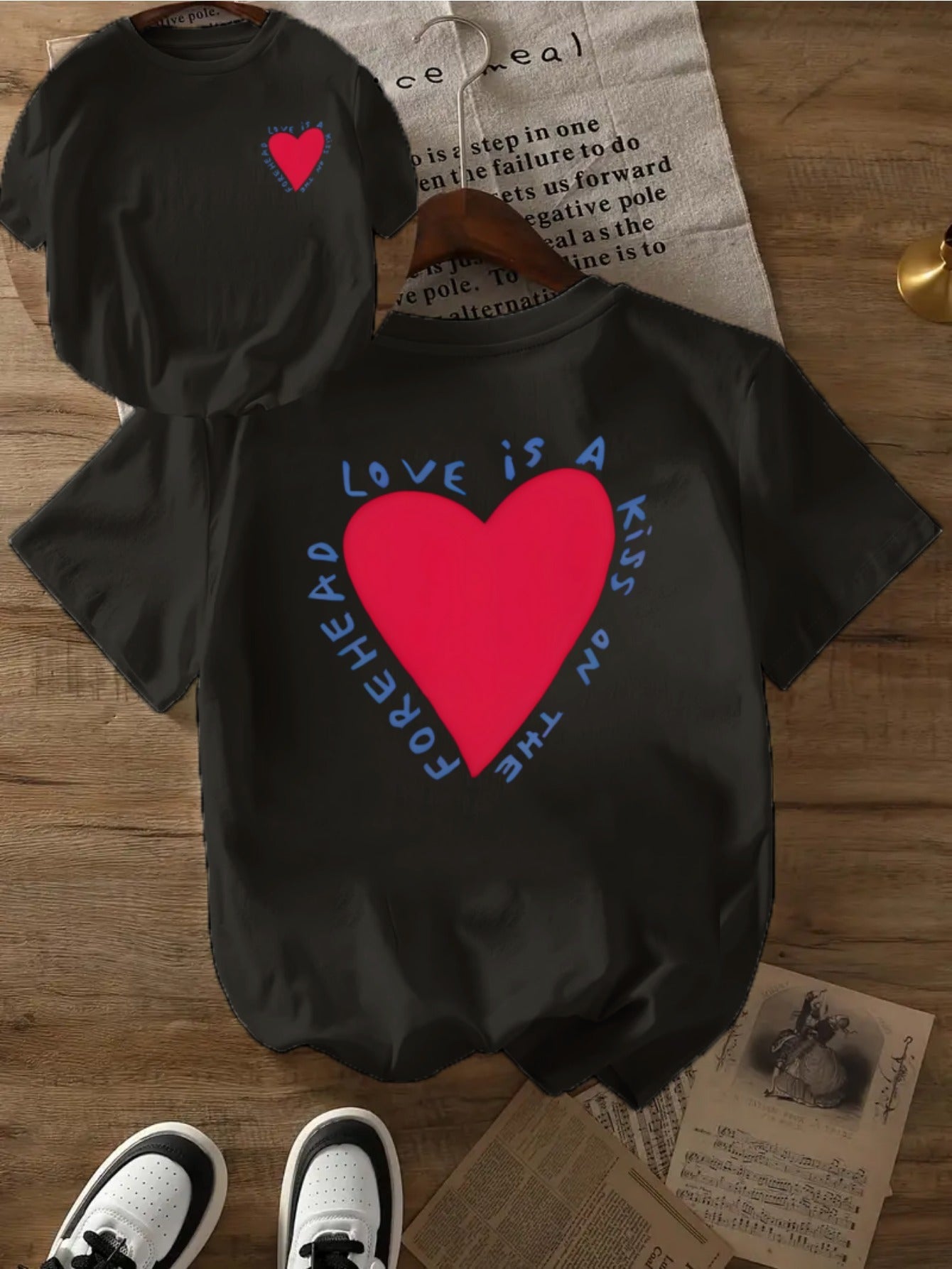 Coeur Ardent™ — Zwart T-shirt met Hartprint &amp; Quote