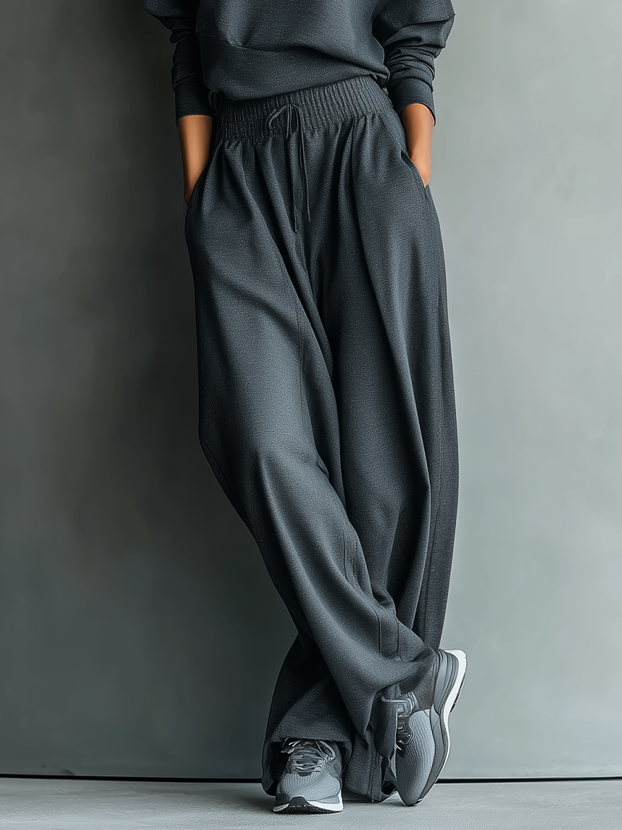 Brei-ensemble met wijde broek