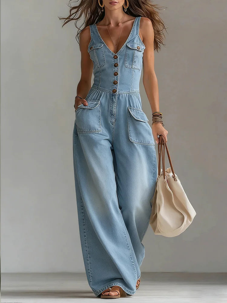 Sofia | Jumpsuit in denim, relaxte pasvorm