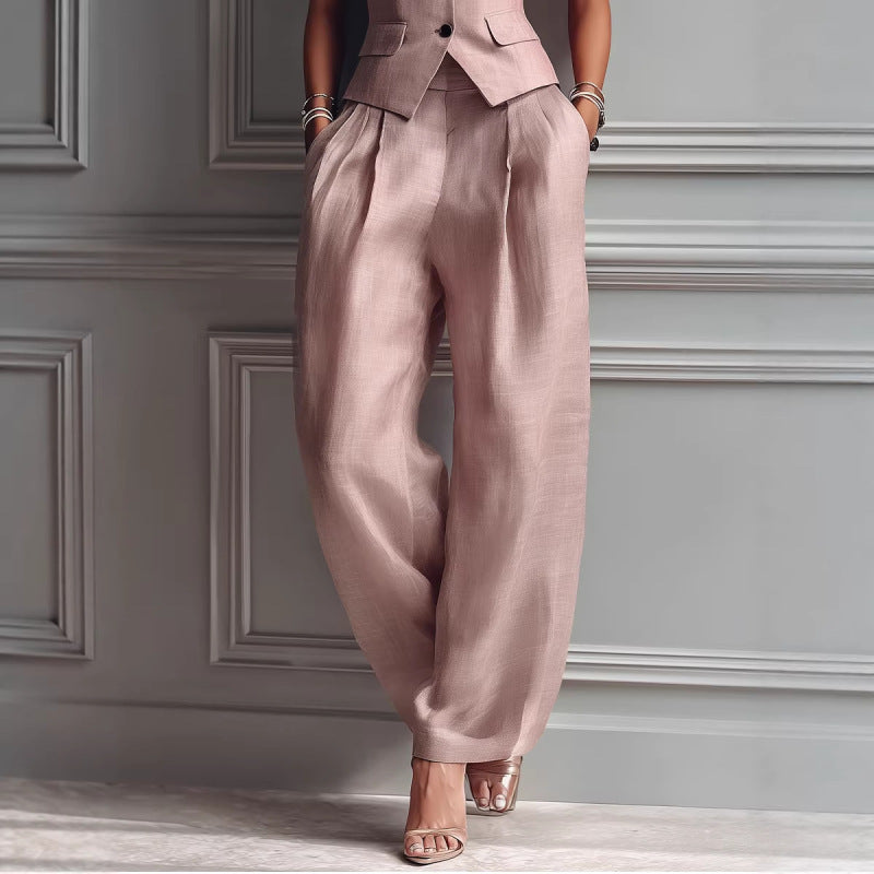 Tweedelige damesoutfit met V-hals en knopen