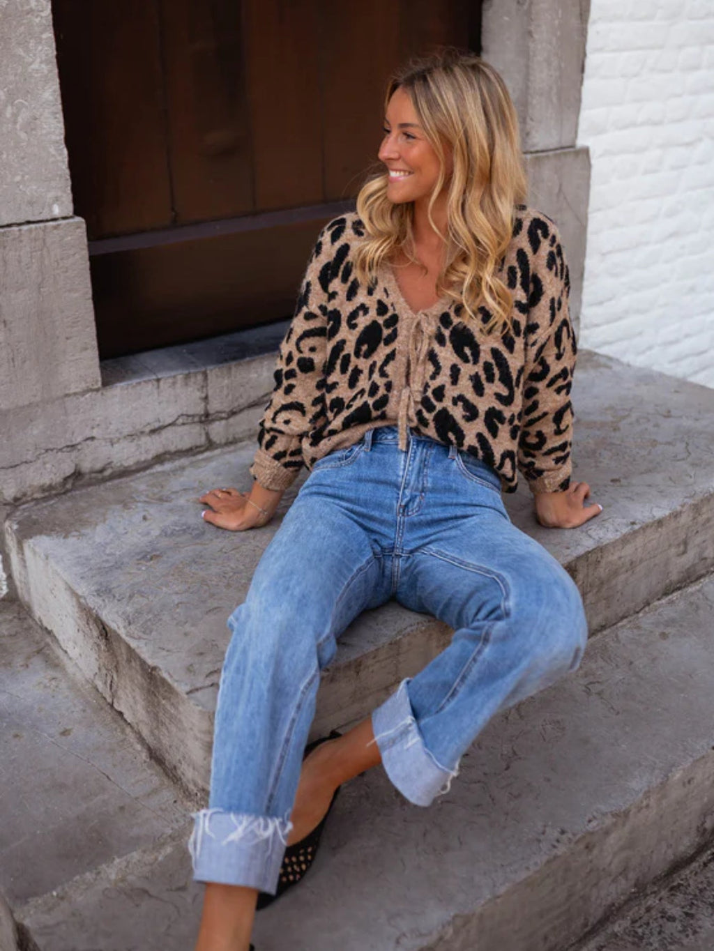 Noémie™ — Vest met Panterprint en Vetersluiting