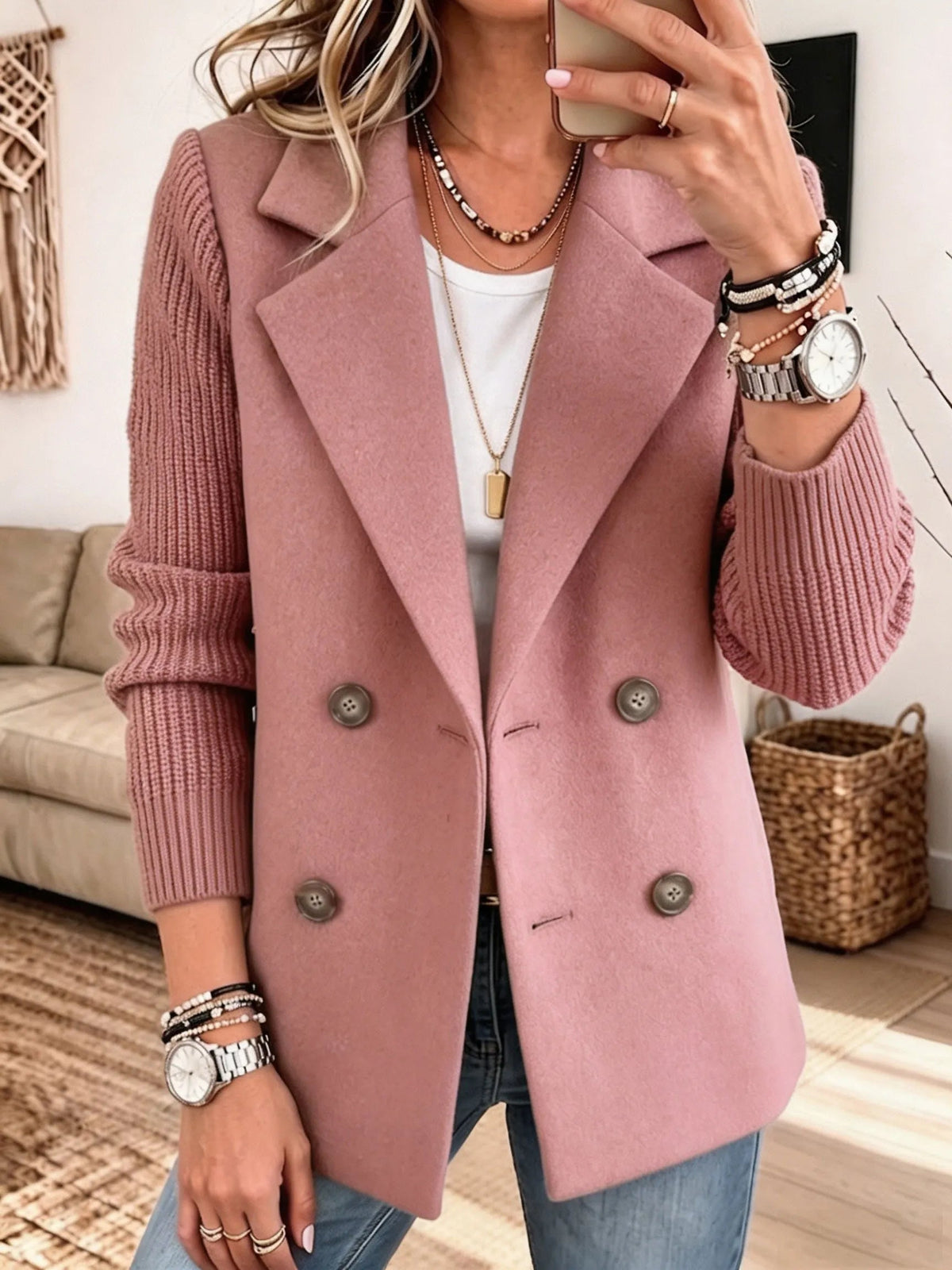 Odette | Elegante blazer met gebreide mouwen