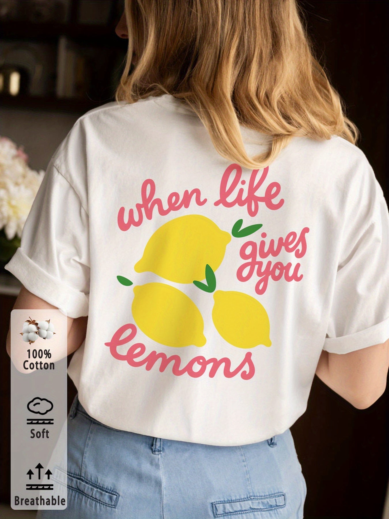 Lemonie™ — Witte T-shirt met Vrolijke Citroenprint