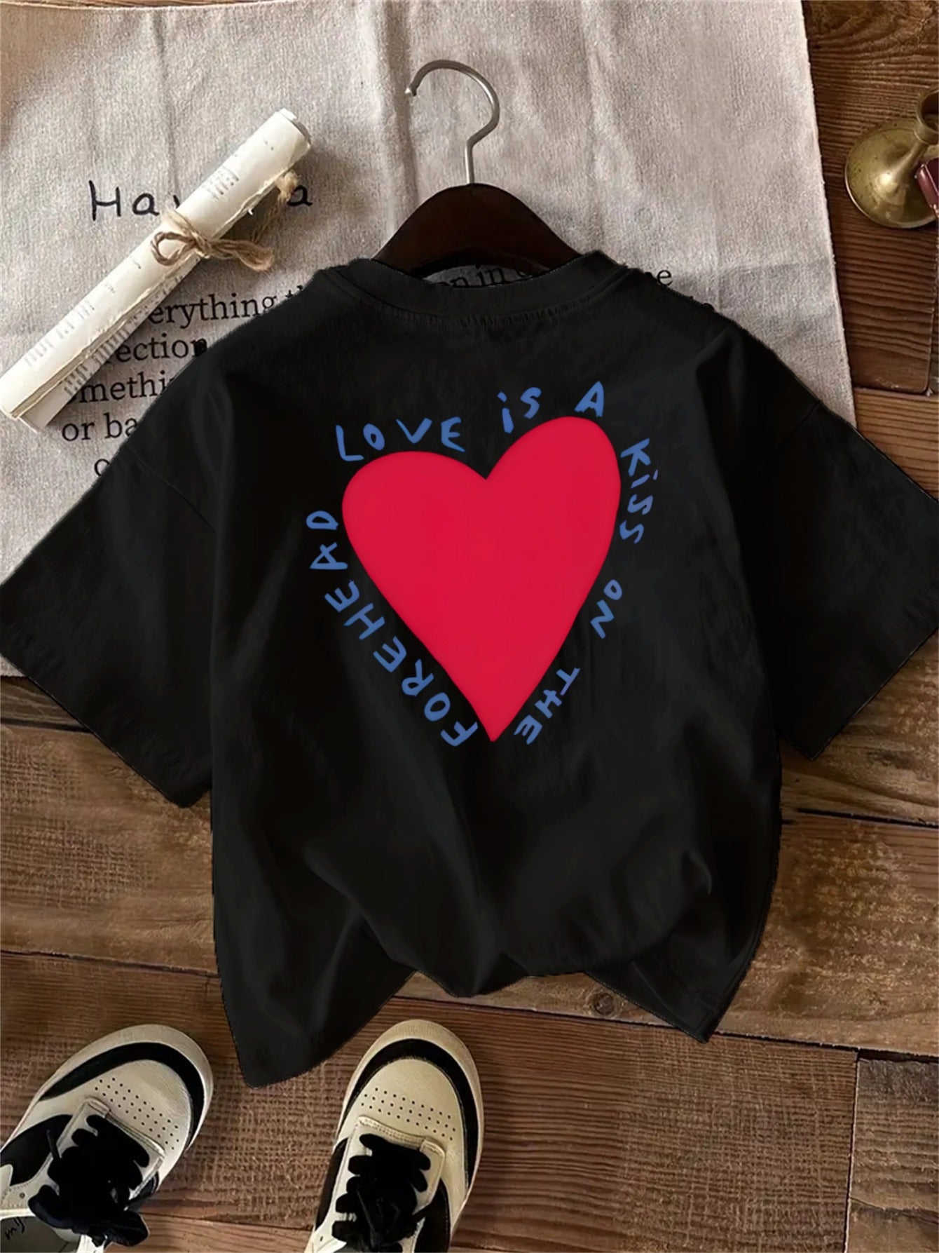 Coeur Ardent™ — Zwart T-shirt met Hartprint &amp; Quote