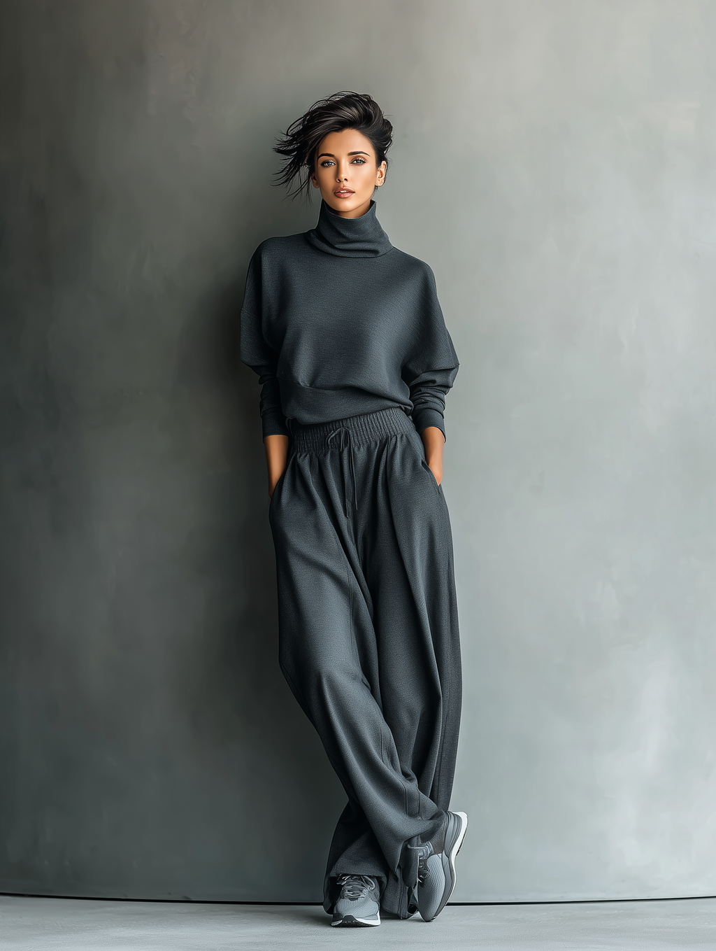 Brei-ensemble met wijde broek