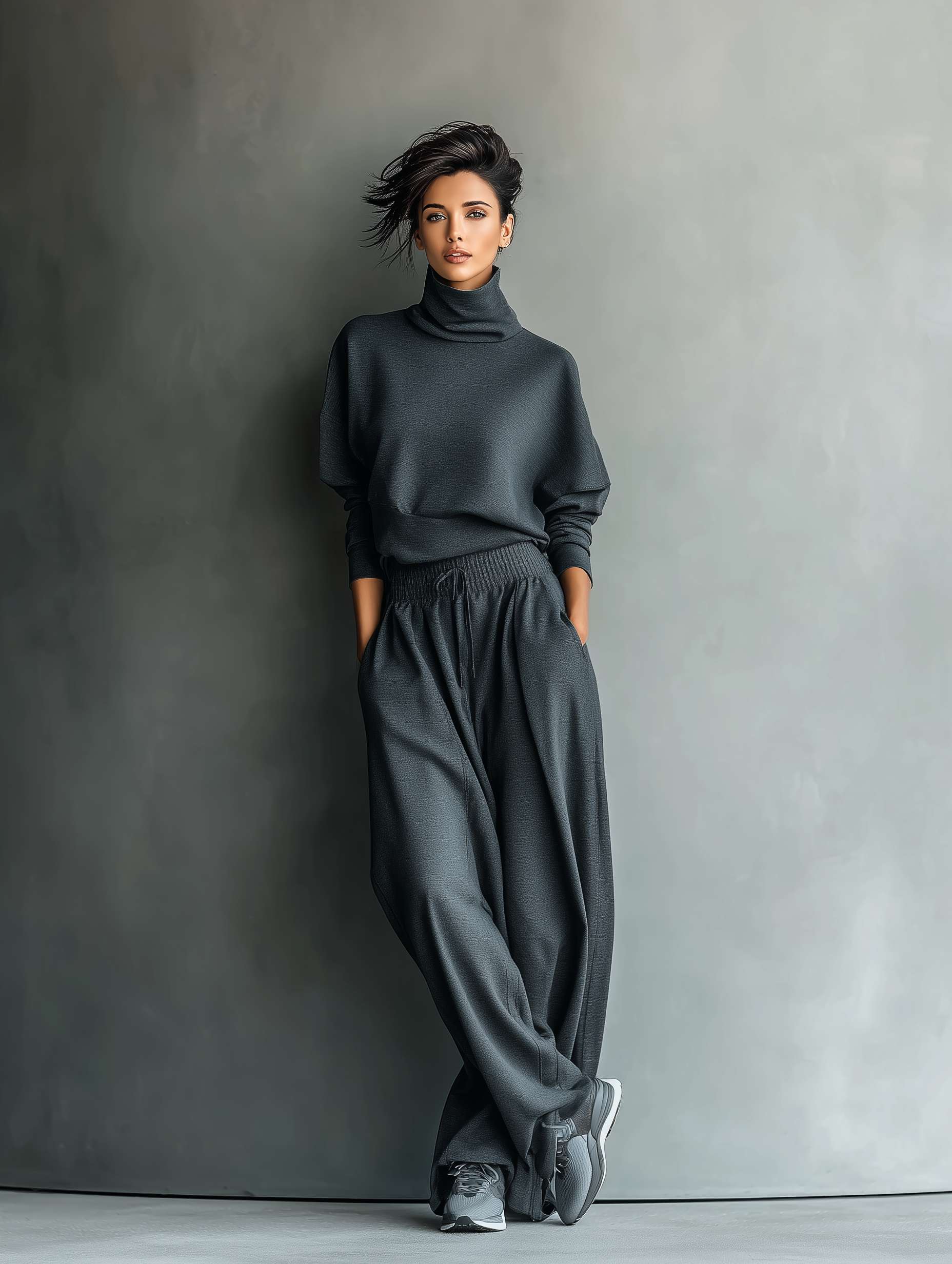 Brei-ensemble met wijde broek
