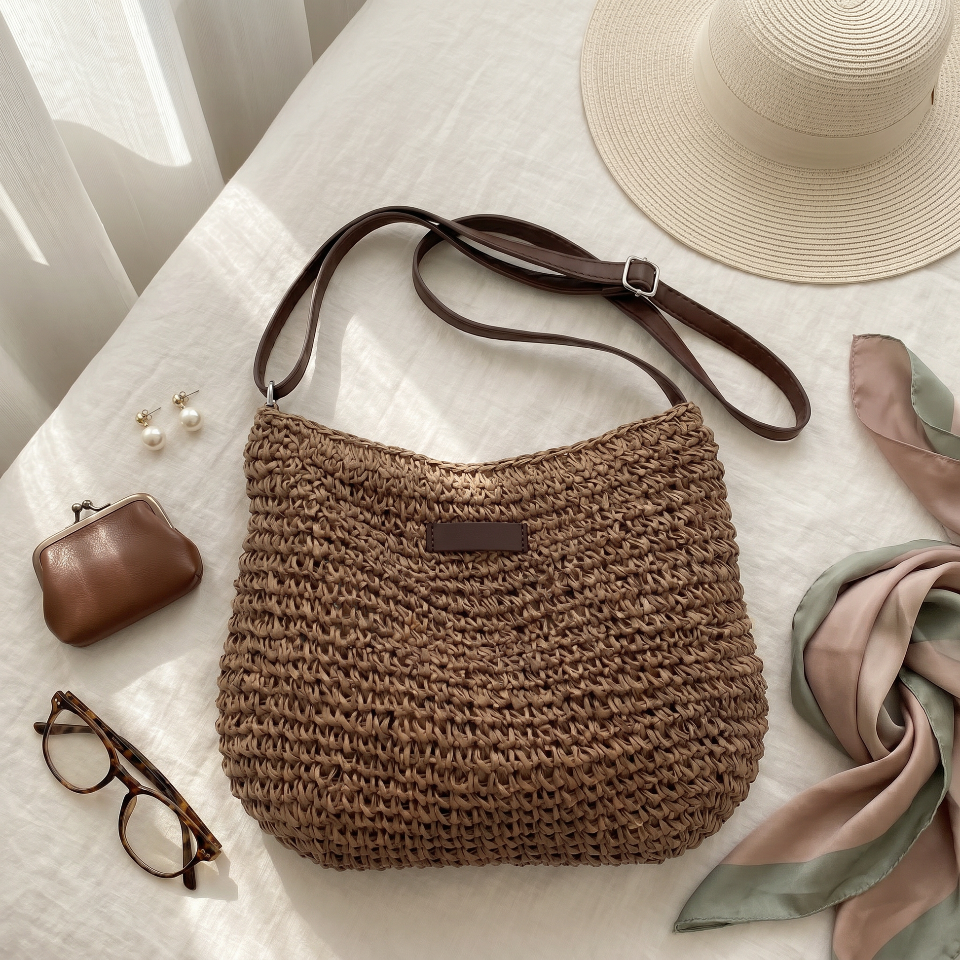 Dina | Elegant Gevlochten Tas - Donkerbruin