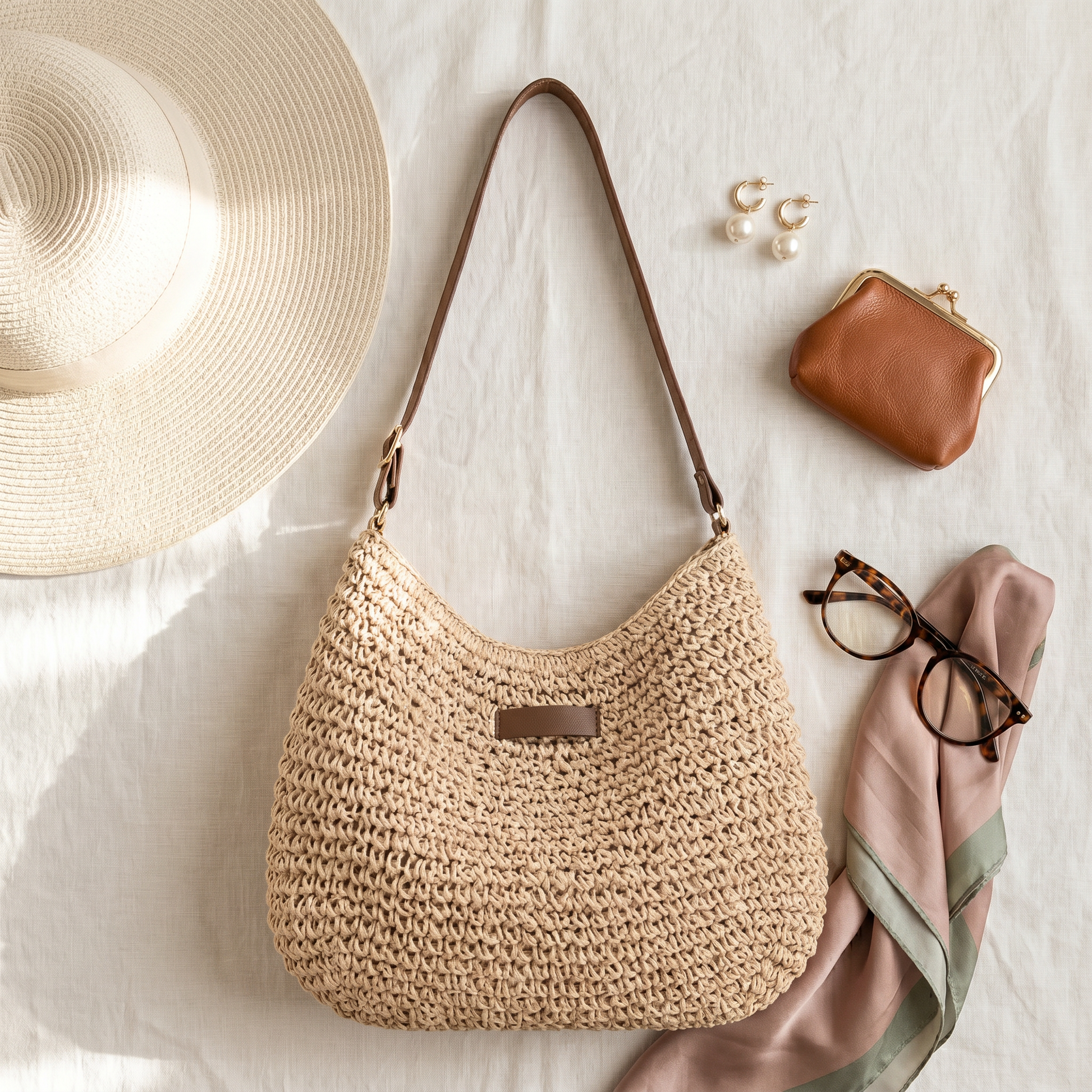 Cinzia | Elegante Gevlochten Tas - Zandkleur