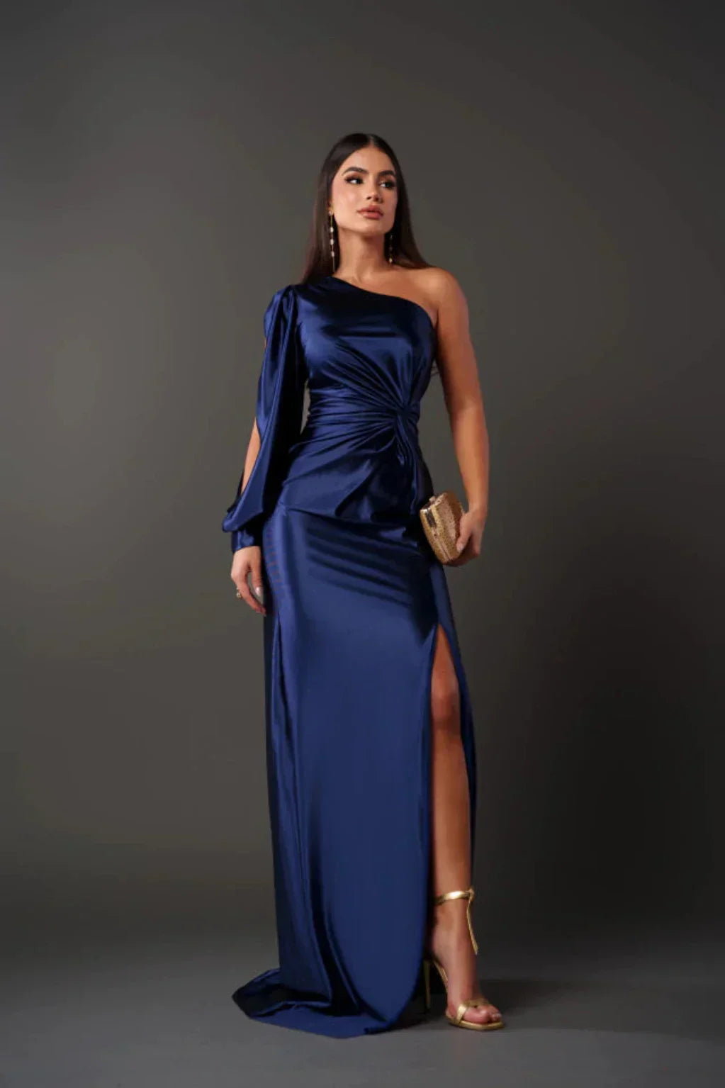 Valeria™ — Satijnen One-Shoulder Jurk